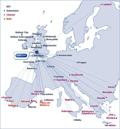 Map of European Destinations